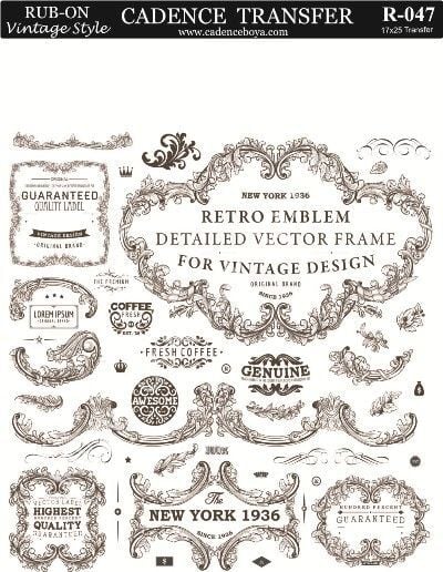Cadence Rub-on Vintage Transfer 17*25 R-047