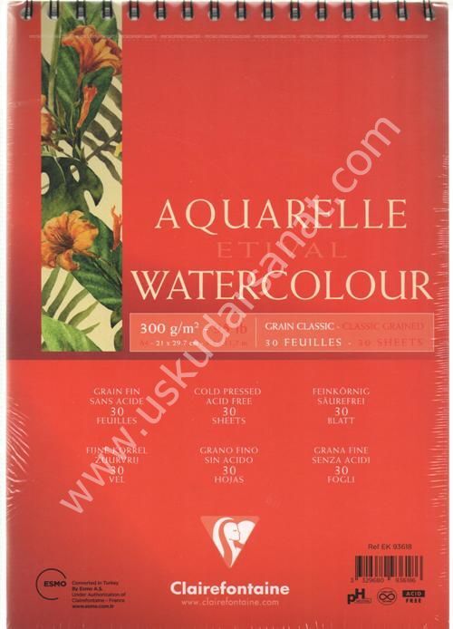 Clairefontaine Etival Klasik Suluboya Blok A3 300gr. 30yp. Üstten Spiralli
