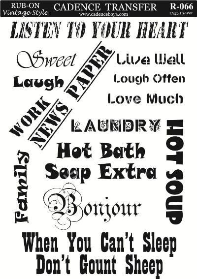 Cadence Rub-on Vintage Transfer 17*25 R-066