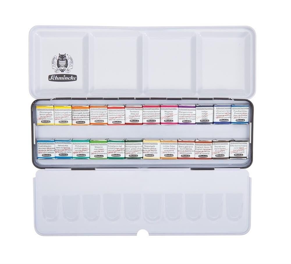 Schmincke Horadam Aquarell Artist Sulu Boya 1/2 Tablet 24 Renk Metal Set