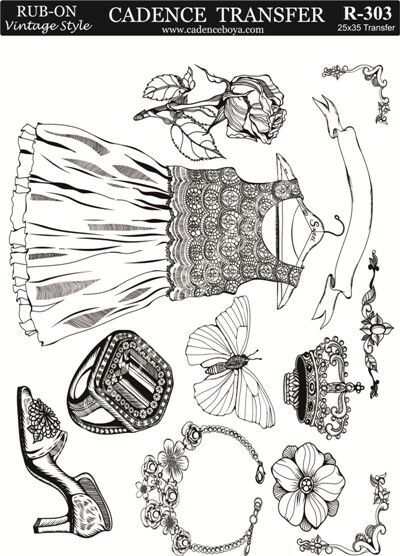Cadence Rub-on Vintage Transfer 25x35 R-303