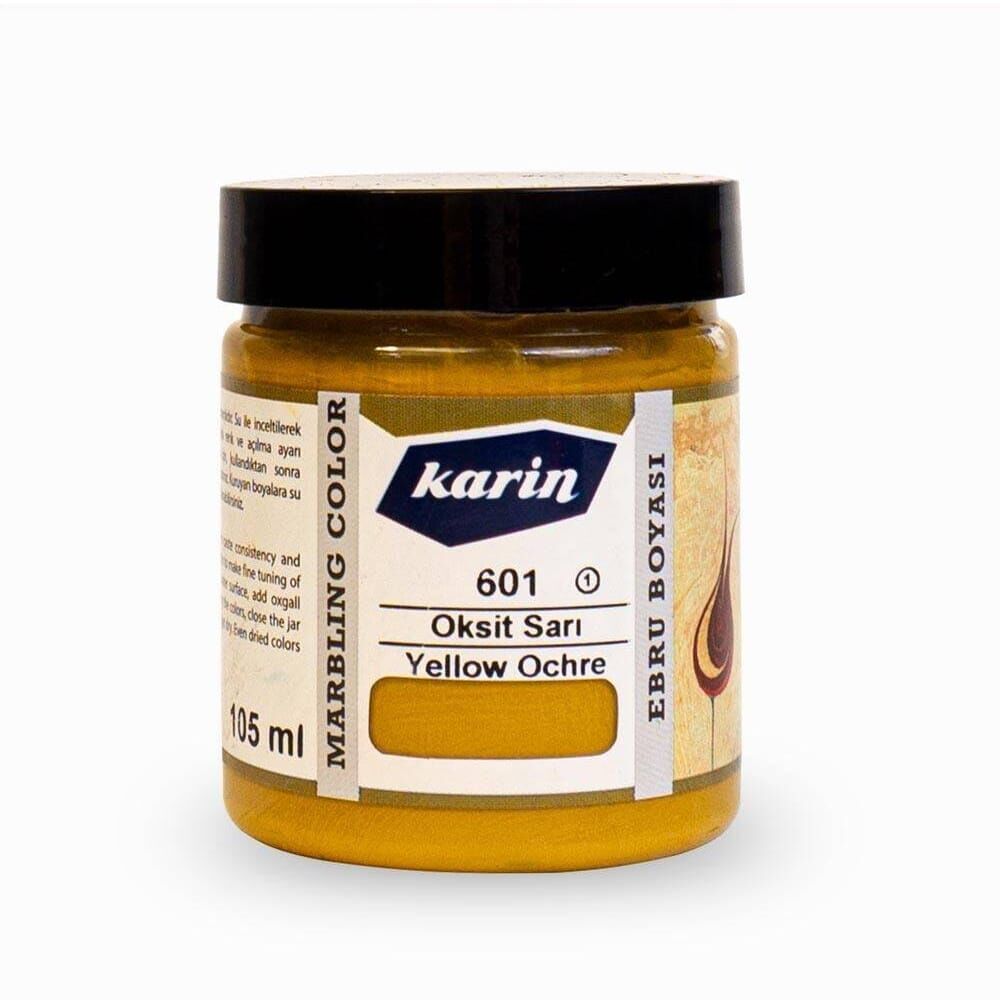 Karin Ezilmiş Geleneksel Ebru Boyası 105 ml 601 Oksit Sarı