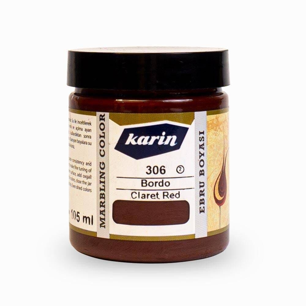 Karin Ezilmiş Geleneksel Ebru Boyası 105 ml 306 Bordo