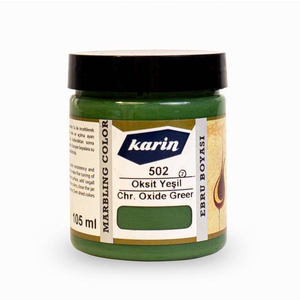 Karin Ezilmiş Geleneksel Ebru Boyası 105 ml 502 Oksit Yeşil
