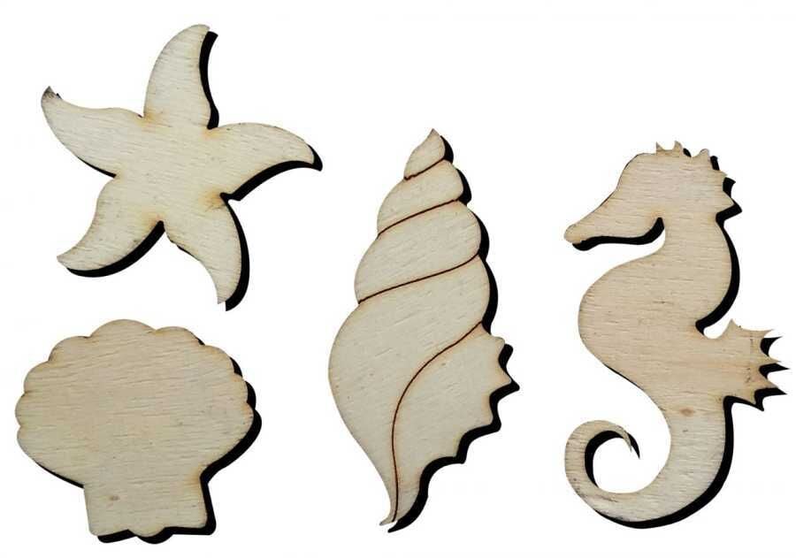 O35 Deniz Atı Yıldız Paket Süs Ahşap Obje