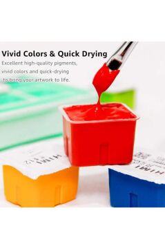 HIMI Jelly Cup Gouache Set 24 Renk x 30 gr Guaj Boya + 3 Fırça (Pink Case)