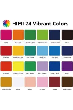 HIMI Jelly Cup Gouache Set 24 Renk x 30 gr Guaj Boya + 3 Fırça (Pink Case)