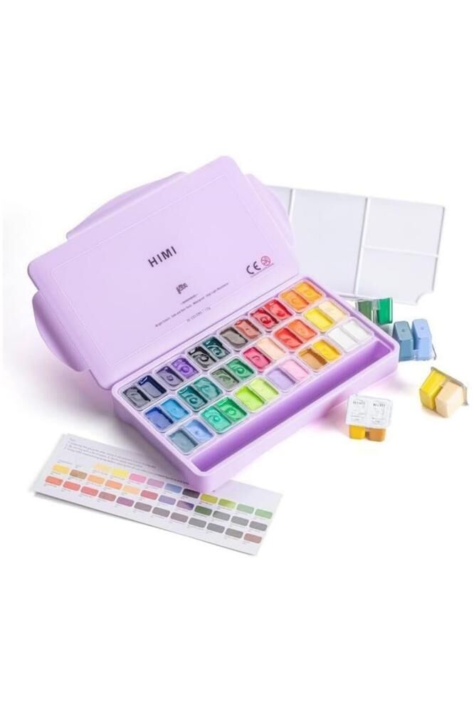 HIMI Twin Cup Gouache Set 36 Renk x 12 gr Guaj Boya (Purple Case)