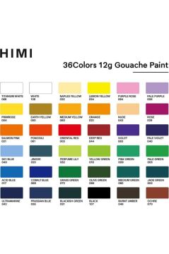 HIMI Twin Cup Gouache Set 36 Renk x 12 gr Guaj Boya (Purple Case)