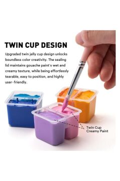 HIMI Twin Cup Gouache Set 36 Renk x 12 gr Guaj Boya (Purple Case)