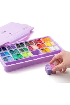 HIMI Twin Cup Gouache Set 36 Renk x 12 gr Guaj Boya + 3 Fırça (Purple Case)