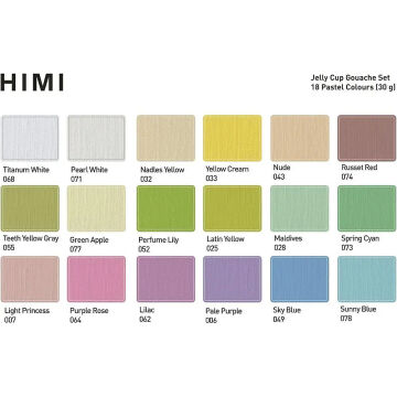 HIMI Jelly Cup Gouache Set Pastel Renkler Guaj Boya Seti 18 Renk x 30 gr. (Purple Case)