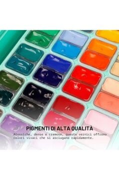 HIMI Twin Cup Gouache Set 48 Renk x 12 gr Guaj Boya + 3 Fırça (Green Case)