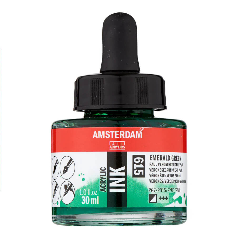 Amsterdam Akrilik Mürekkep 30 ml Emerald Green 615