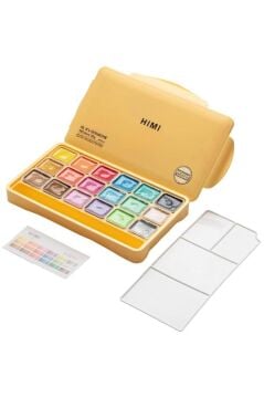HIMI Jelly Cup Gouache Set 18 Renk x 30 gr Metalik Renk Guaj Boya (Yellow Case)