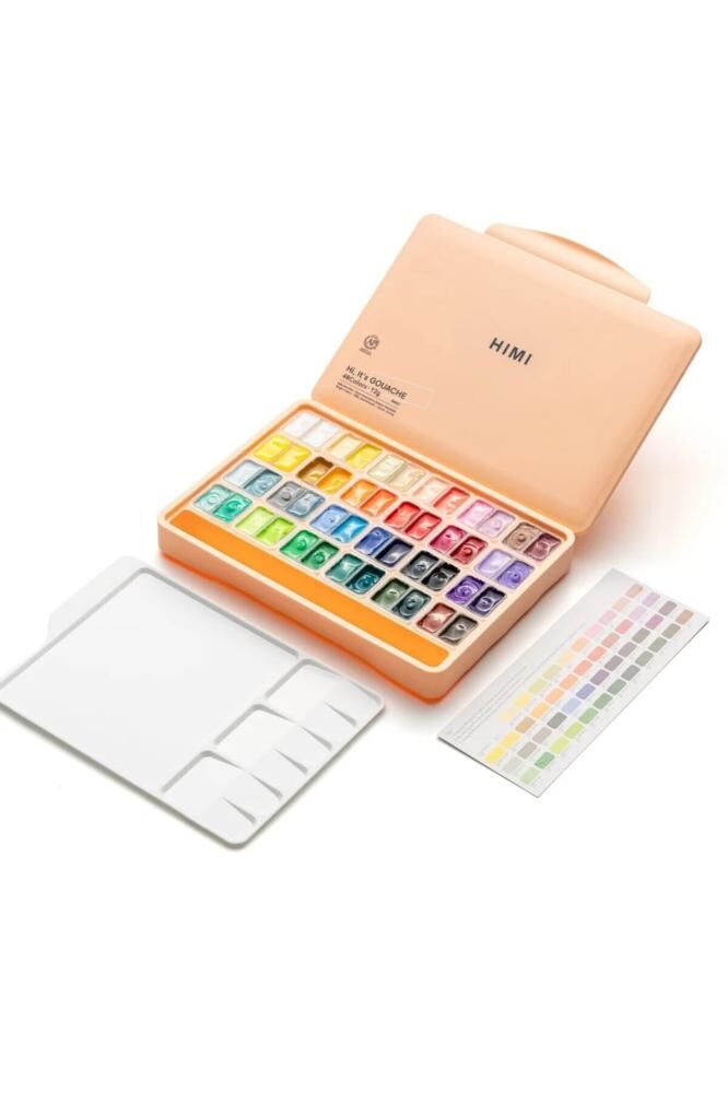 HIMI Twin Cup Gouache Set 48 Renk x 12 gr Guaj Boya (Peach Fuzz Case)