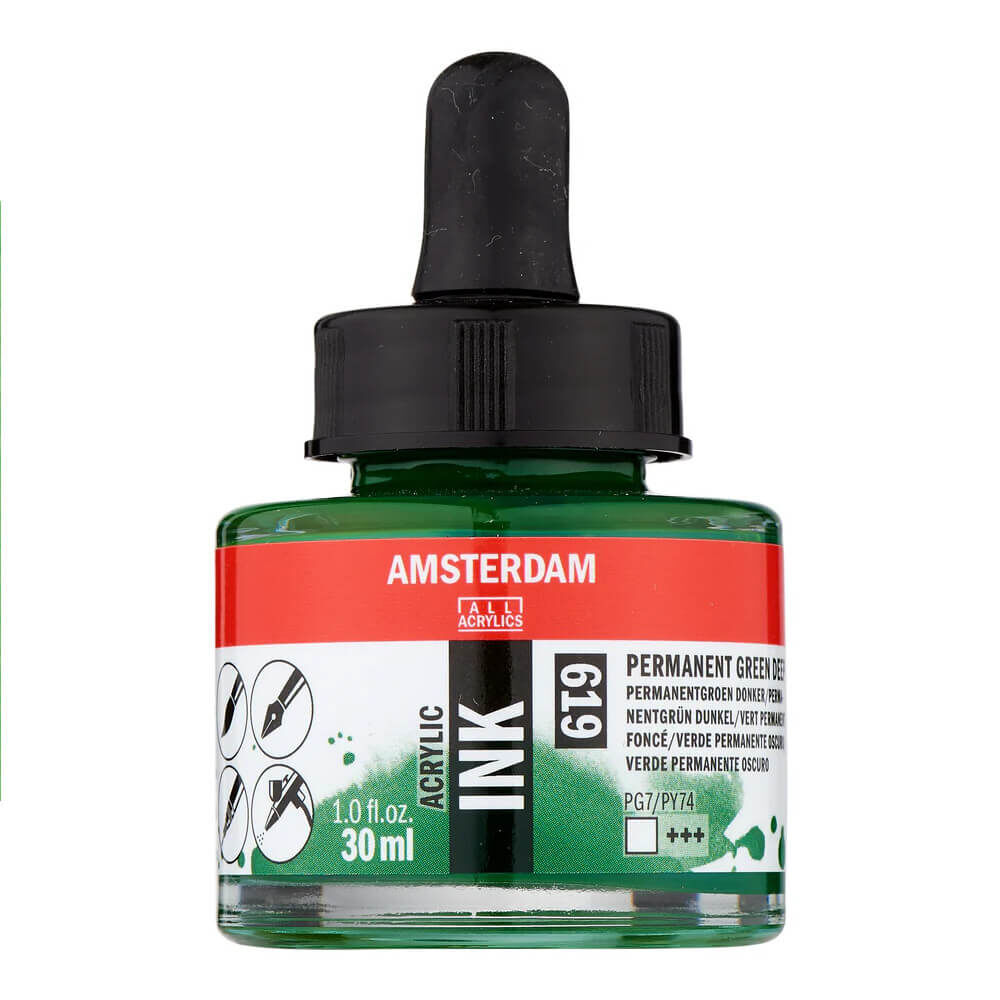 Amsterdam Akrilik Mürekkep 30 ml Permanent Green Deep 619