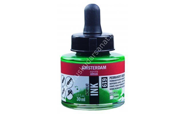 Amsterdam Sıvı Akrilik Mürekkep 30ml 619 Permanent Green Deep