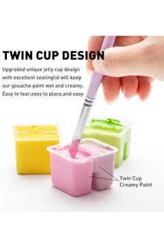 HIMI Twin Cup Gouache Set 48 Renk x 12 gr Guaj Boya + 3 Fırça (Peach Fuzz Case)