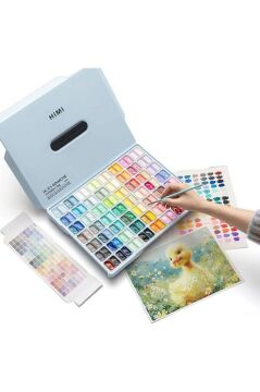 HIMI Twin Cup Gouache Set Guaj Boya Seti 112 Renk x 12 gr. (Ice Blue Case)