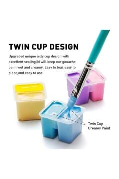 HIMI Twin Cup Gouache Set Guaj Boya Seti 112 Renk x 12 gr. (Ice Blue Case)