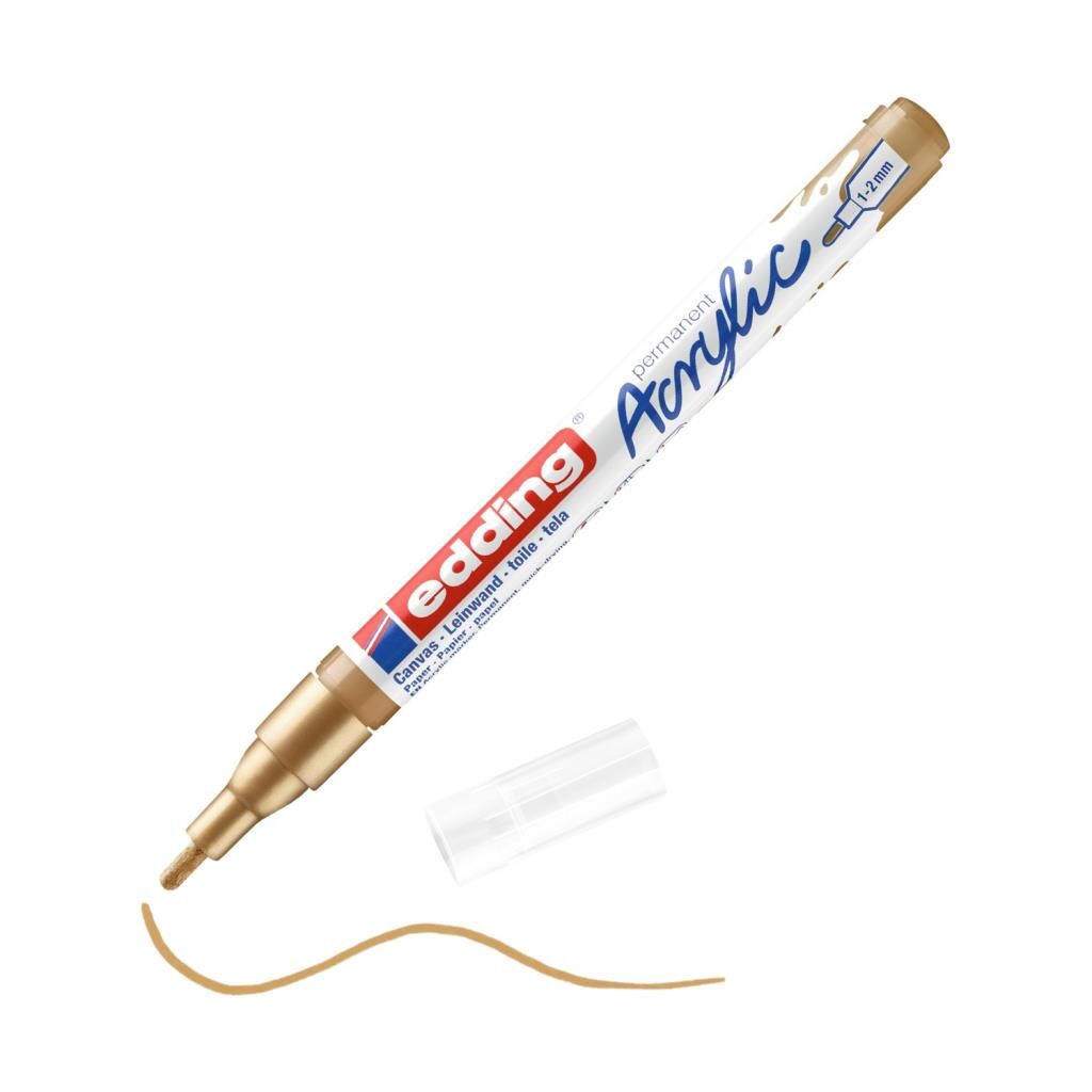 Edding 5300 İnce Uçlu Akrilik Markör - Altın - 1-2 Mm’Lik İnce Yuvarlak Uç