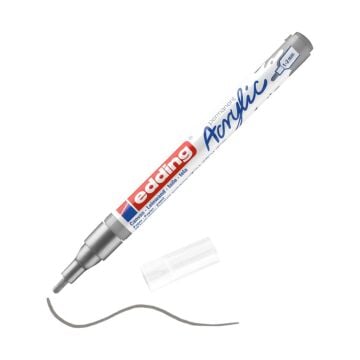 Edding 5300 İnce Uçlu Akrilik Markör - Gümüş - 1-2 Mm’Lik İnce Yuvarlak Uç