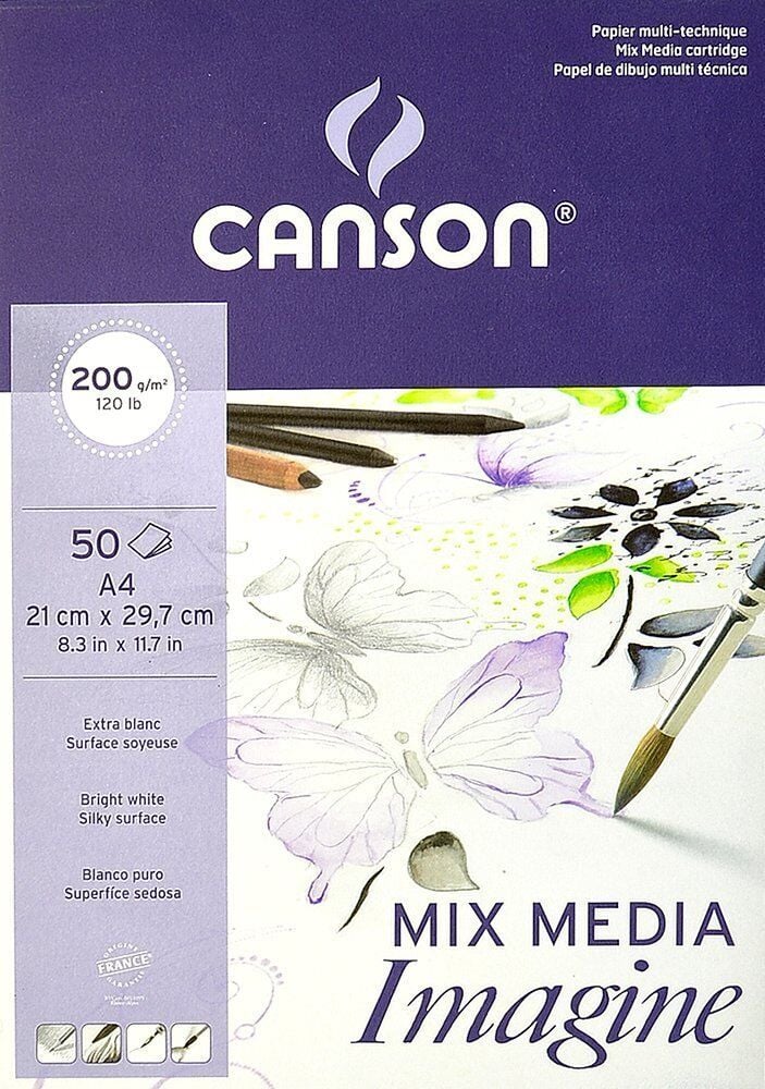 Canson Mix Media İmagine Kuru Sulu Tekniğe uygun A4 200gr 50 Yap.