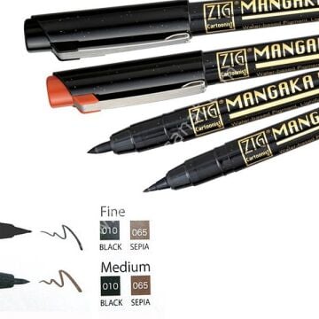 Zig Cartoonist Mangaka Flexible Çizim Kalemi Fine Uç Siyah 010