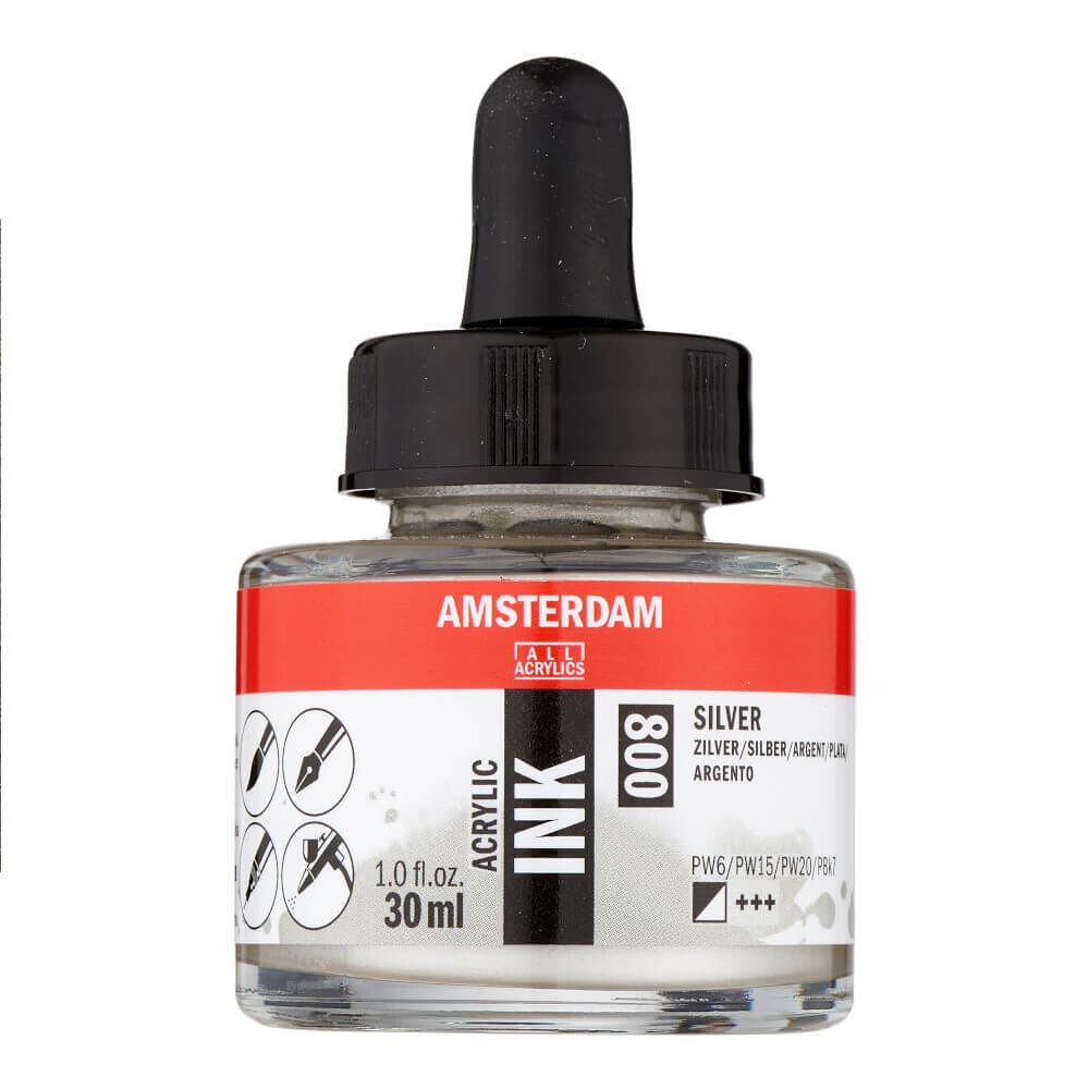 Amsterdam Akrilik Mürekkep 30 ml Silver 800