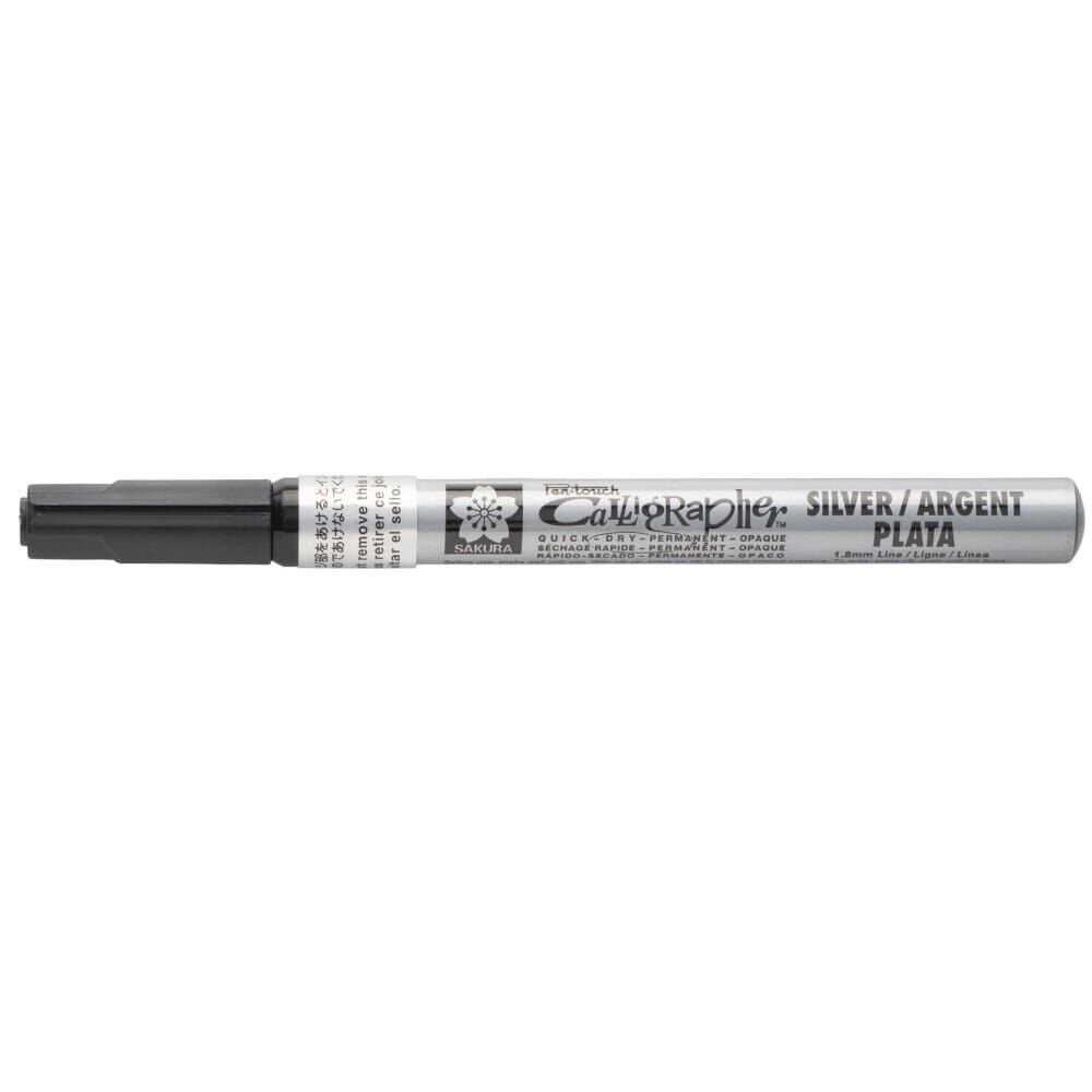 Sakura Pen - Touch Fine Kaligrafi Kalemi Düz Kesik Uç 1.8 mm  Silver 53