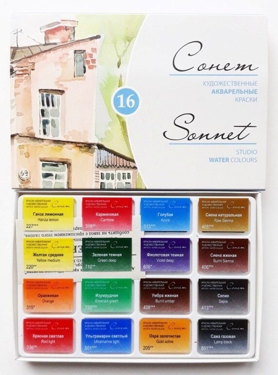 St. Petersburg Sonnet Studio Tablet Suluboya 16 renk