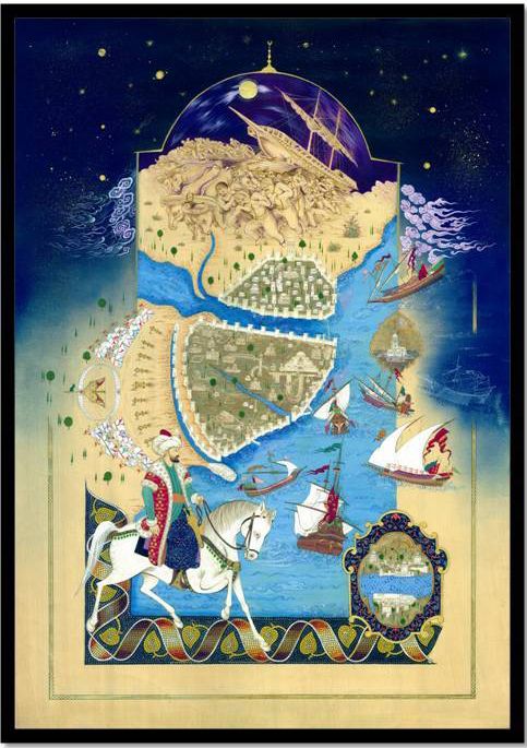 Minyatür Panaroma Fatih İstanbul'da Özel Baskı 38x48Çerçeveli