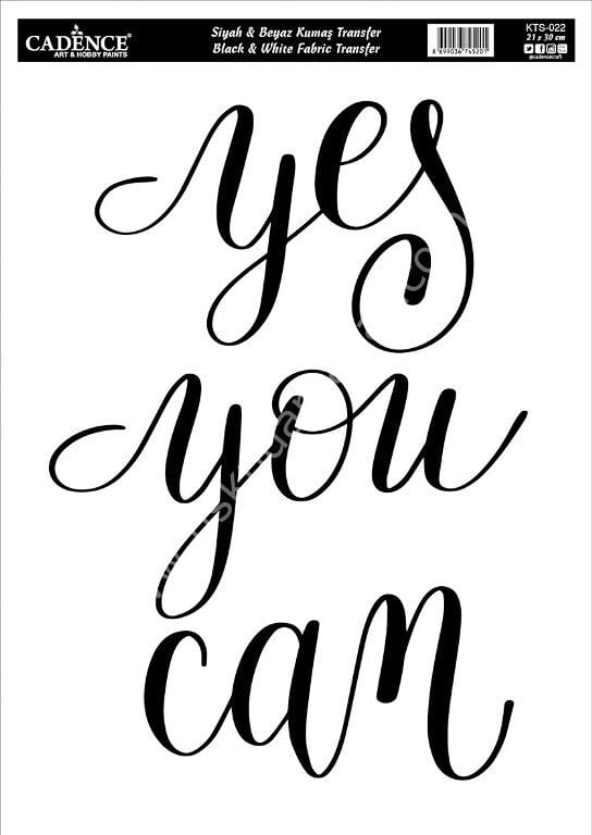 Cadence Kolay - Hazır Siyah Beyaz Kumaş Transfer 21x30 A4 KTS-022