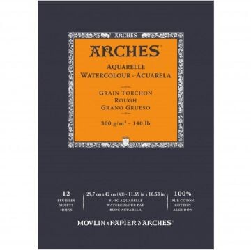 Arches Suluboya Blok Doğal Beyaz Dokulu 140lb 300gr 21x29,7 A4 12 Yaprak