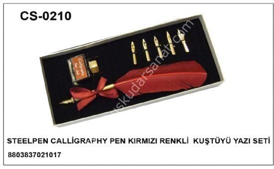 STEELPEN CALLİGRAPHY PEN KIRMIZI RENKLİ KUŞTÜYÜ SET CS-0210