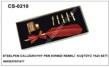 STEELPEN CALLİGRAPHY PEN KIRMIZI RENKLİ KUŞTÜYÜ SET CS-0210