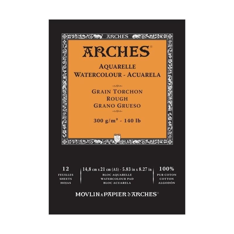 Arches Suluboya Blok Doğal Beyaz Dokulu 140lb 300gr 14,8x21 A5 12 Yaprak