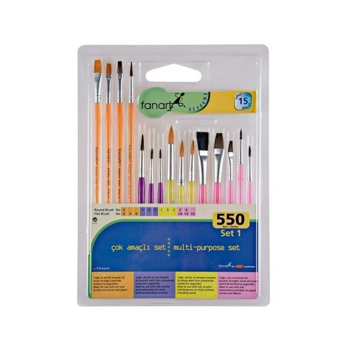 Fanart Academy 550 Seri Fırça Seti 1 15'li