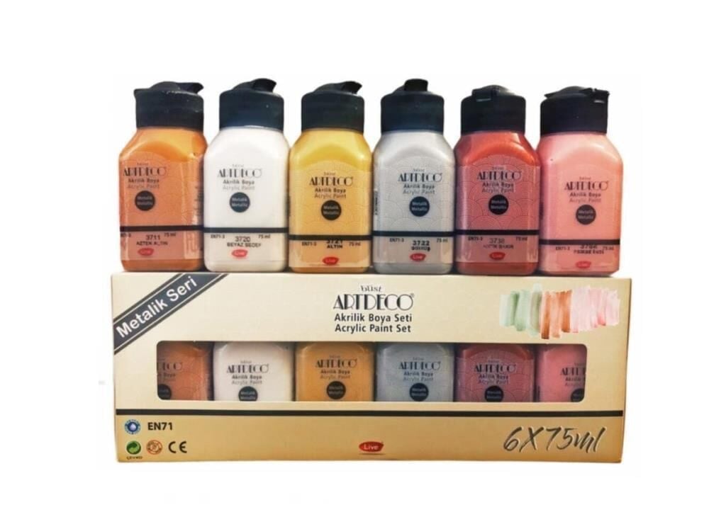 Artdeco Akrilik Boya Seti - 6x75ml Metalik Renkler