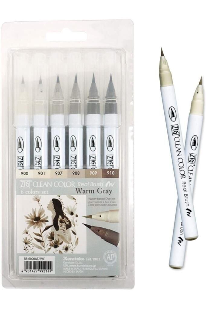 Zig Clean Color Real Brush 6'lı Warm Grey Set