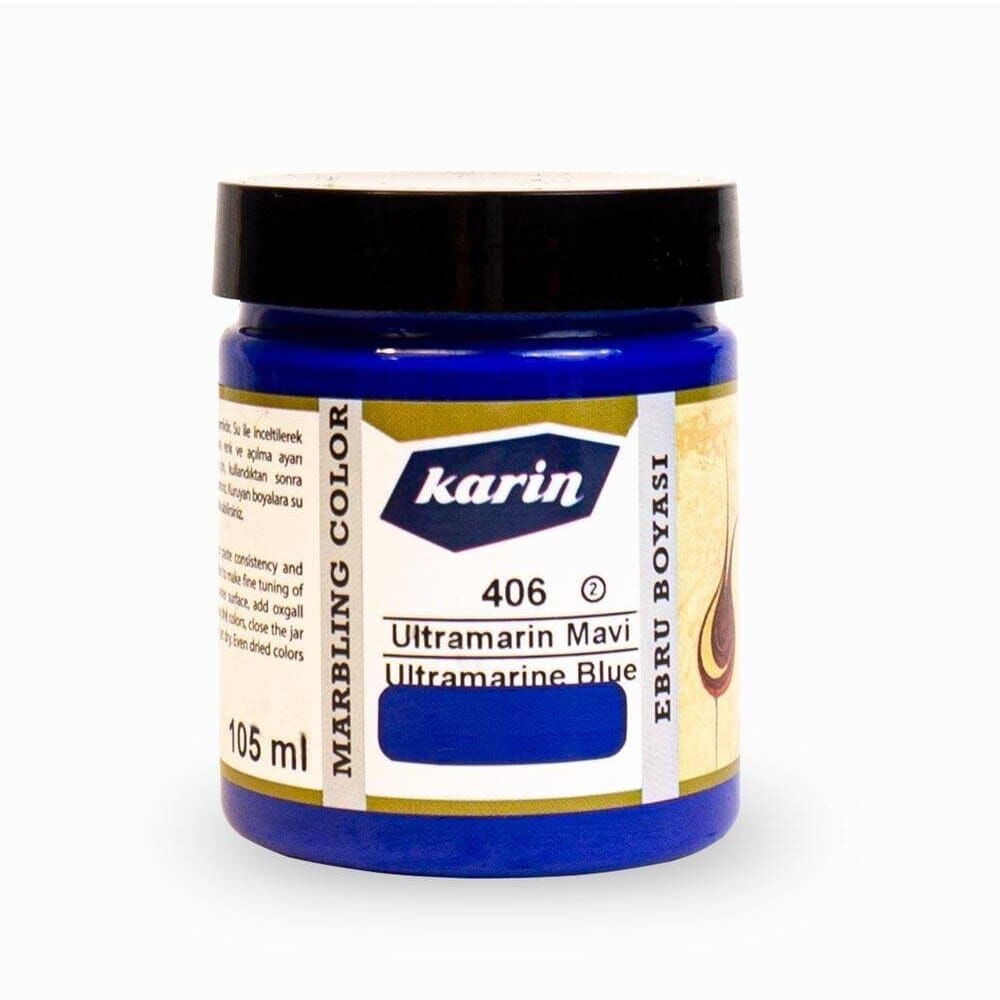 Karin Ezilmiş Geleneksel Ebru Boyası 105 ml 406 Ultramarıne Mavi
