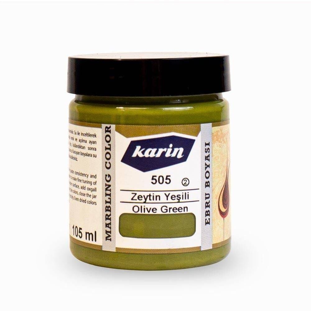 Karin Ezilmiş Geleneksel Ebru Boyası 105 ml 505 Zeytin Yeşili