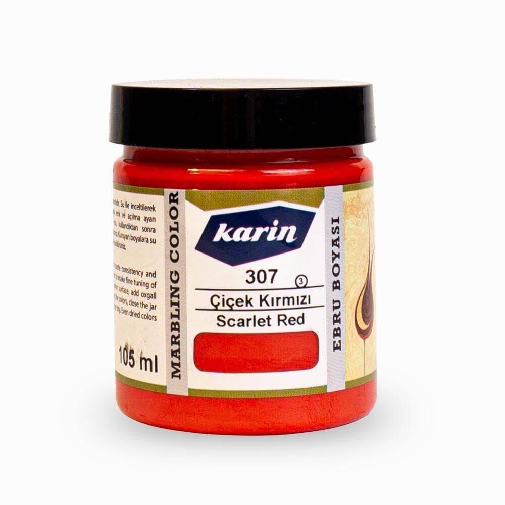 Karin Ezilmiş Geleneksel Ebru Boyası 105 ml 307 Çiçek Kırmızı