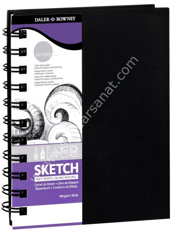 Daler Rowney Spiralli A5 54 Yaprak Sketch Defter 100gr Soft White