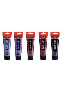 Amsterdam Akrilik Boya 120ml 5'li Set Mor Menekşe Tonu Renkleri