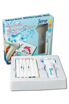 Serve Marker Airbrush Kit - 12 Adet Keçeli Kalem