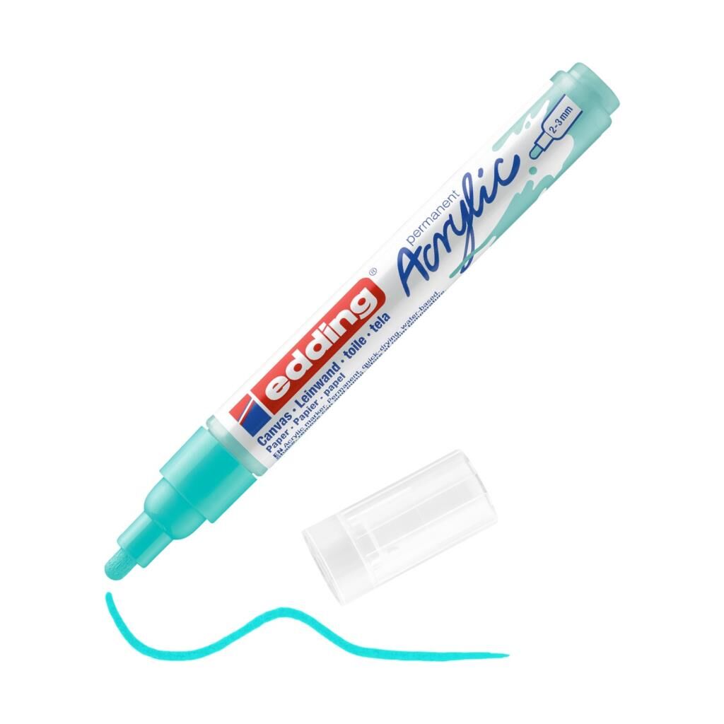 Edding 5100 Orta Uçlu Akrilik Markör - Parlak Turkuaz - 2-3 Mm’Lik Yuvarlak Uç