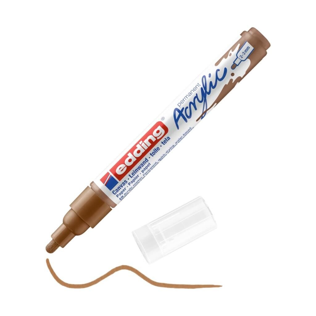 Edding 5100 Orta Uçlu Akrilik Markör - Fındık Kahvesi - 2-3 Mm’Lik Yuvarlak Uç