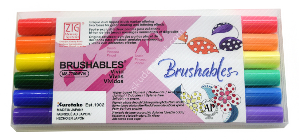 Zig Brushables 2 Renk Tonu Fırça Uçlu Marker Kalem 6'LI CANLI RENKLER SET